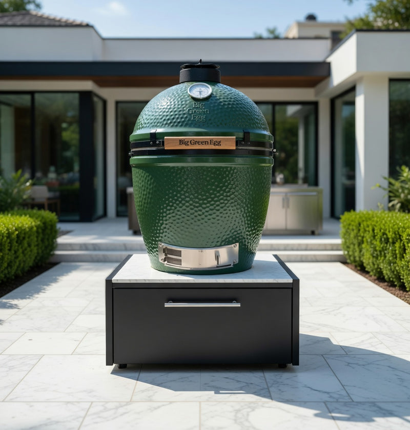 Outdoor Kitchen Elysia Kamado Cabinet Base Unit and Large Green Egg