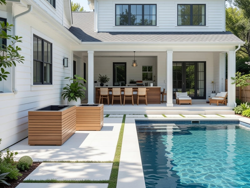 Outdoor Teak Square Planter & Rectangular Planter (Set of 2)