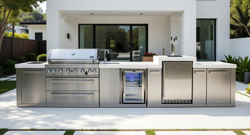 Mont Alpi 805 BBQ Grill Island with Kegerator & Beverage Center - MAi805-KEGBEV - 180''