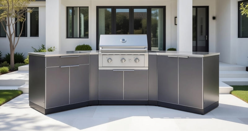 Outdoor Kitchen Aluminum 6 Piece Cabinet Set with 2-Door, Bar, Grill and Corner Cabinets