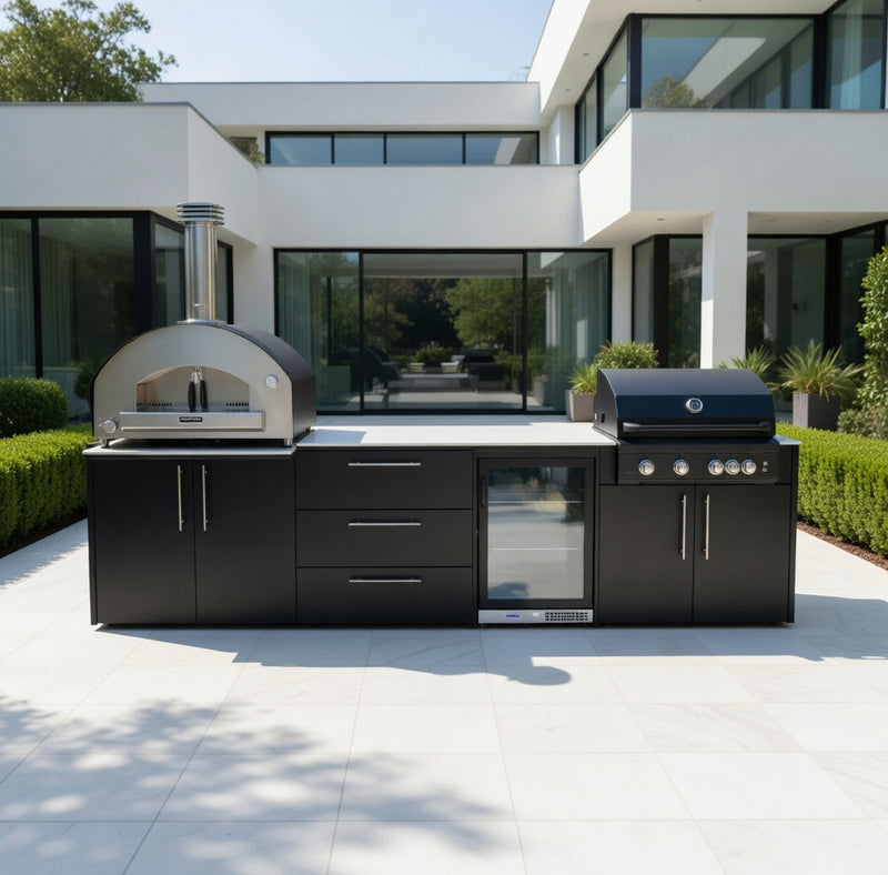 Outdoor Kitchen Elysia with Gas Barbecue, Pizza Oven, Fridge