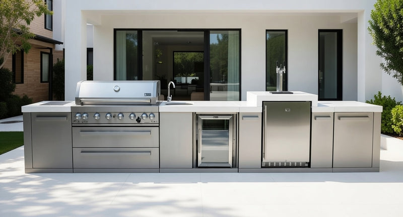 Mont Alpi 805 BBQ Grill Island with Kegerator & Beverage Center - MAi805-KEGBEV - 180''