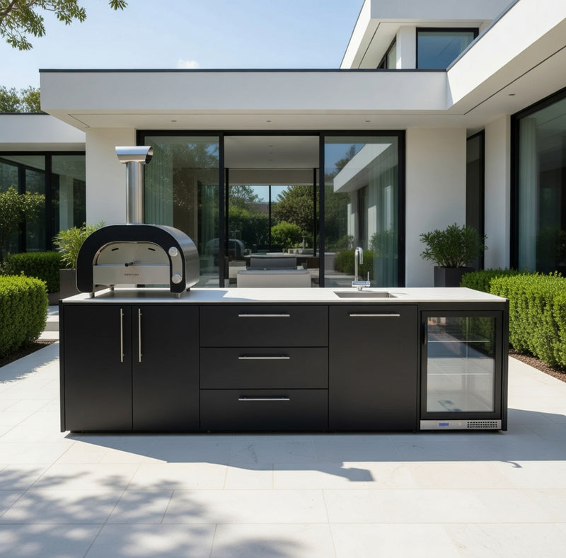 Outdoor Kitchen Elysia with, Pizza Oven, Fridge and Sink