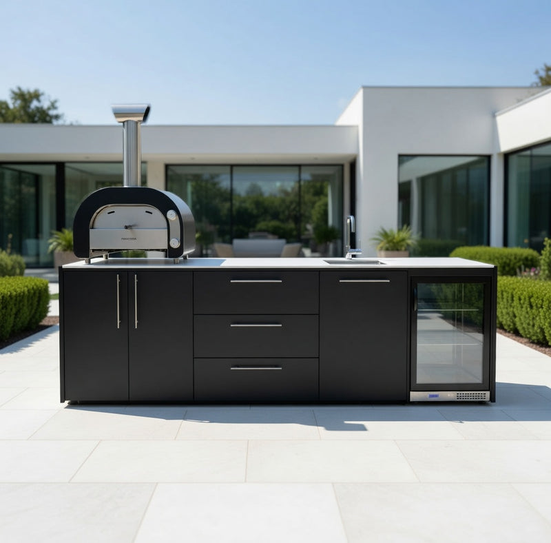 Outdoor Kitchen Elysia with, Pizza Oven, Fridge and Sink