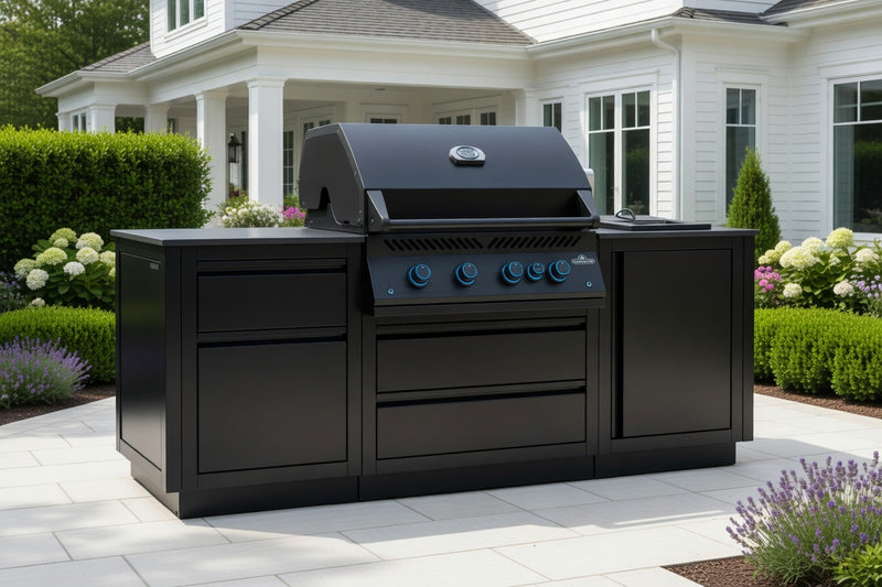 Oasis 300 Bundle 4 Burner Built-In 700 Series 32 with Infrared Rear Burner Propane Gas Grill in Matte Black