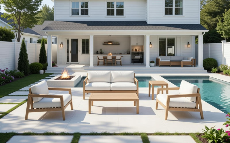 Outdoor Loveseat Seater and Two Chairs Set with Coffee Table & Side Table