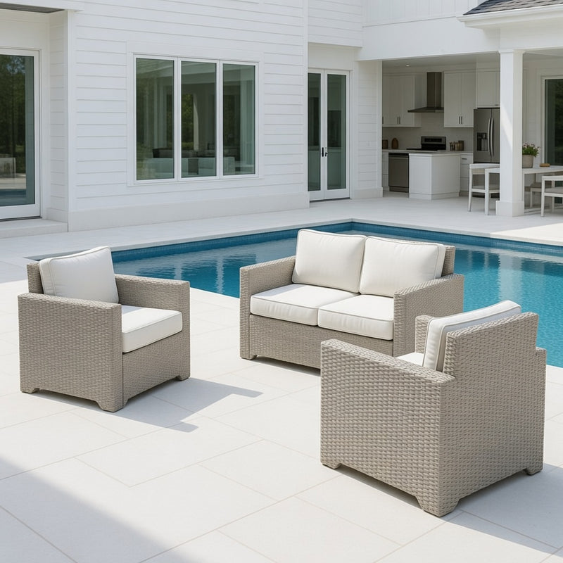 Outdoor Loveseat Set in Dove Finish