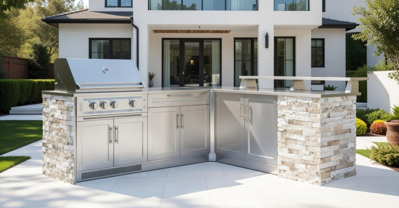 Outdoor Kitchen Signature Series 8 Piece L Shape Cabinet Set With 40'' Grill