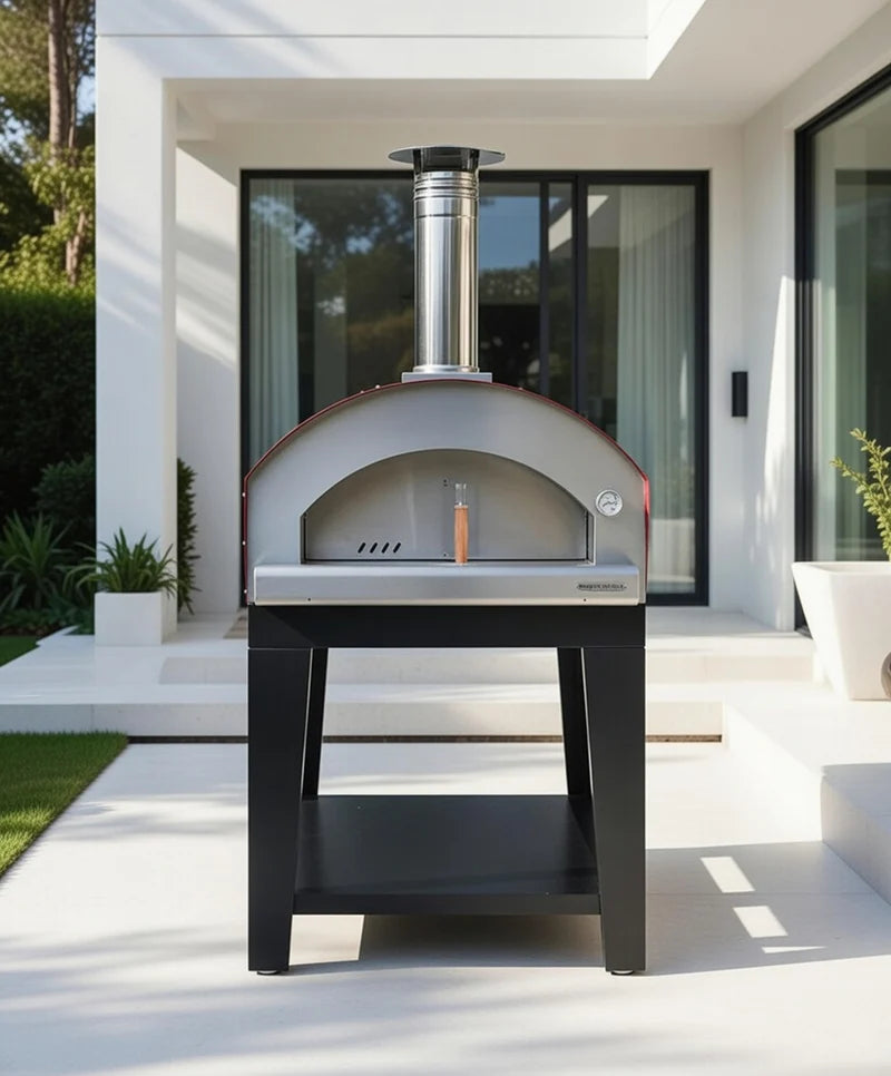 Rossofuoco NONNA LUISA Wood-fired oven - Red with Cart 40"