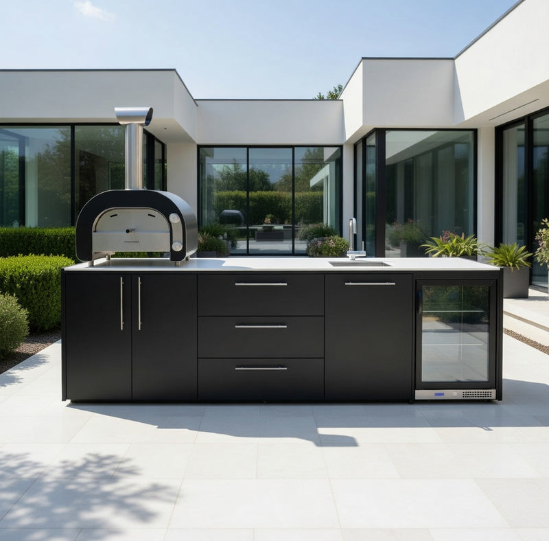 Outdoor Kitchen Elysia with, Pizza Oven, Fridge and Sink