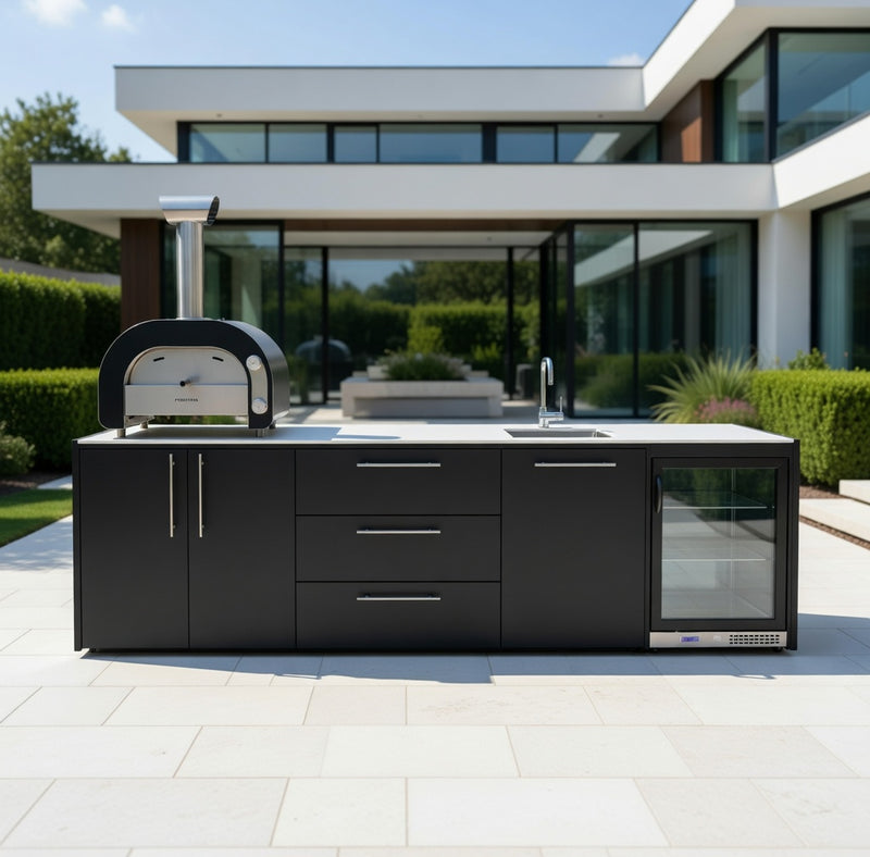 Outdoor Kitchen Elysia with, Pizza Oven, Fridge and Sink