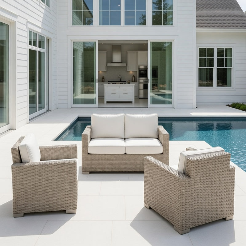 Outdoor Loveseat Set in Dove Finish