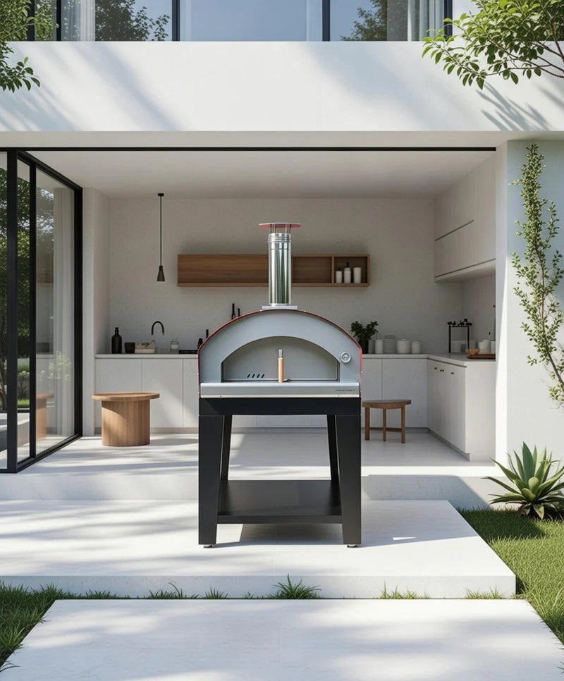 Rossofuoco NONNA LUISA Wood-fired oven - Red with Cart 40"