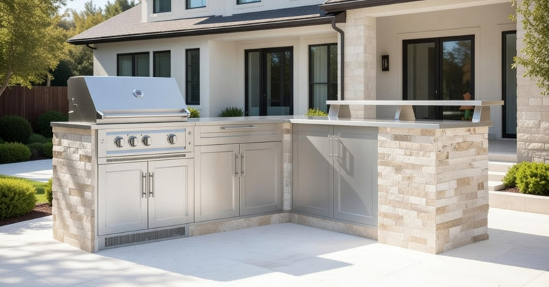 Outdoor Kitchen Signature Series 8 Piece L Shape Cabinet Set With 40'' Grill