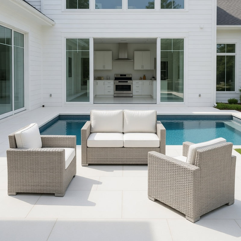 Outdoor Loveseat Set in Dove Finish