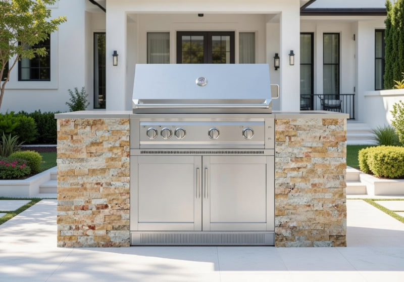 Outdoor Kitchen Signature Series 6 Piece Cabinet Set with 40'' Grill