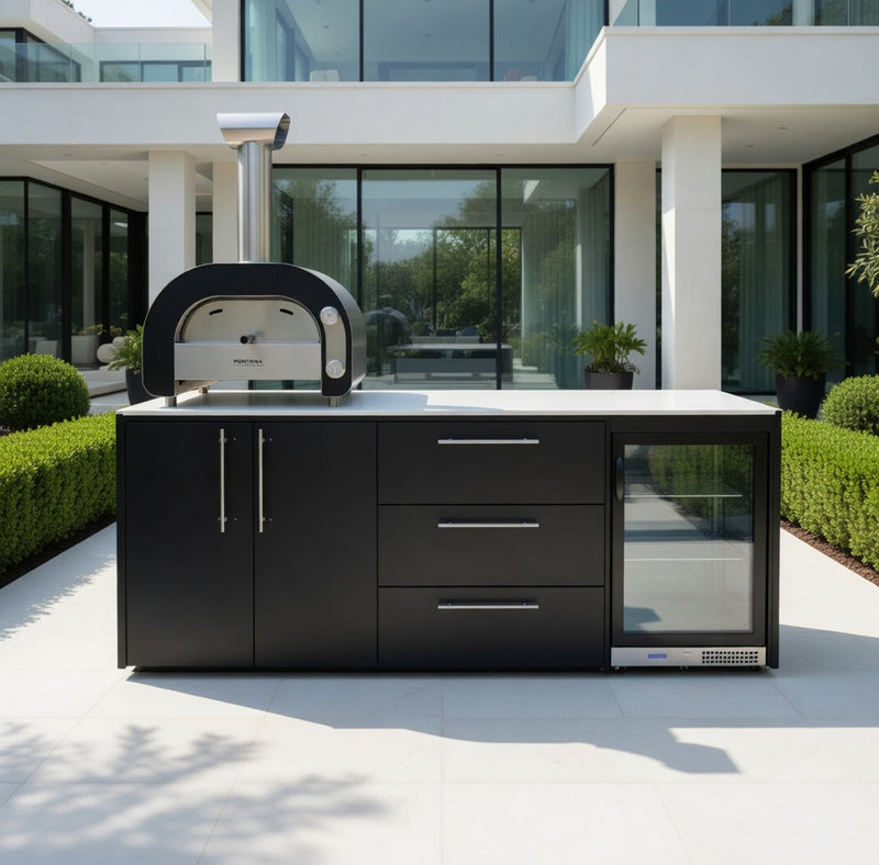 Outdoor Kitchen Elysia with, Pizza Oven, and Fridge