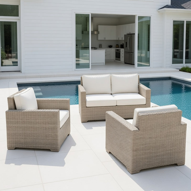 Outdoor Loveseat Set in Dove Finish