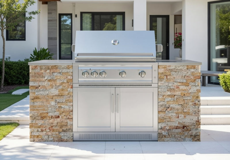 Outdoor Kitchen Signature Series 6 Piece Cabinet Set with 40'' Grill