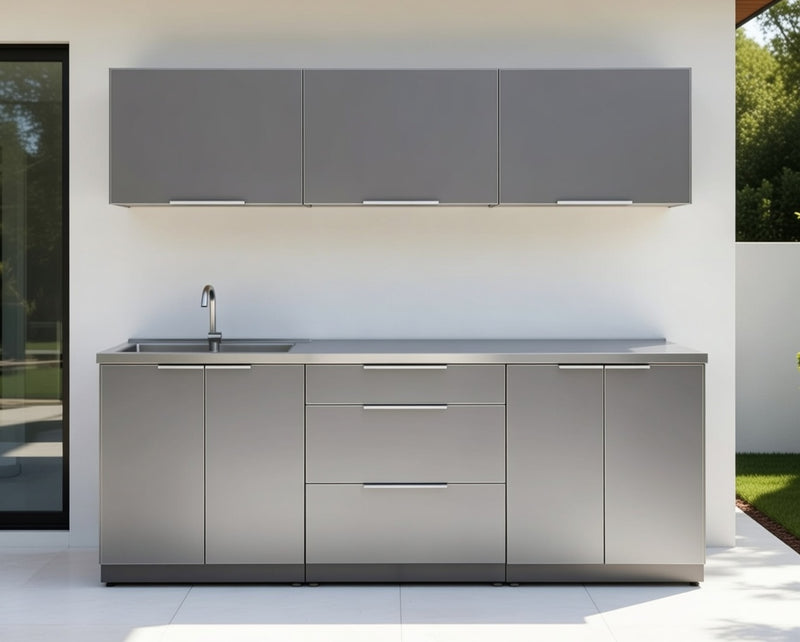 Outdoor Kitchen Aluminum 6 Piece Cabinet Set - Grey