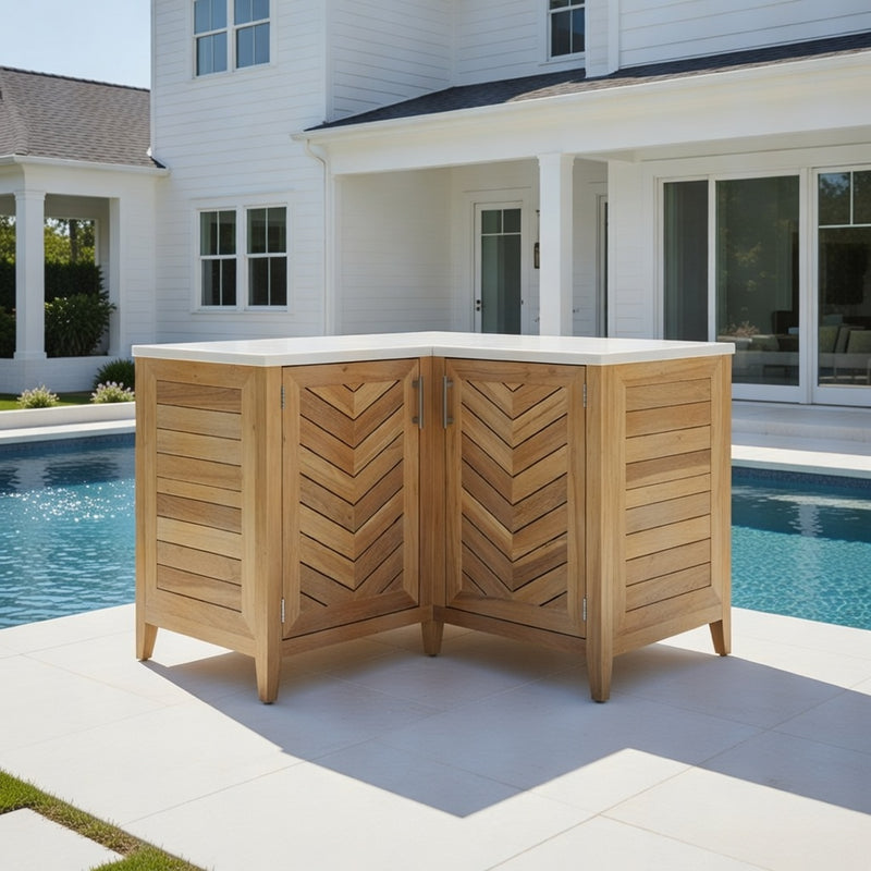 Outdoor 90 Degree Corner Cabinet Teak