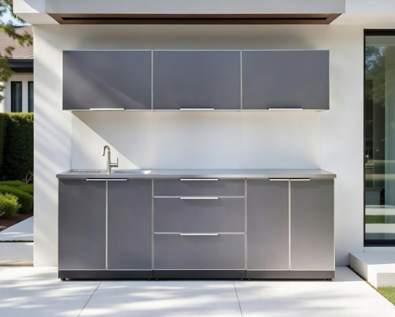 Outdoor Kitchen Aluminum 6 Piece Cabinet Set - Grey