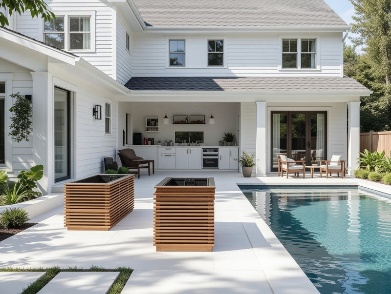 Outdoor Spaced Out Teak Rectangular Planter Boxes (Set of 2)