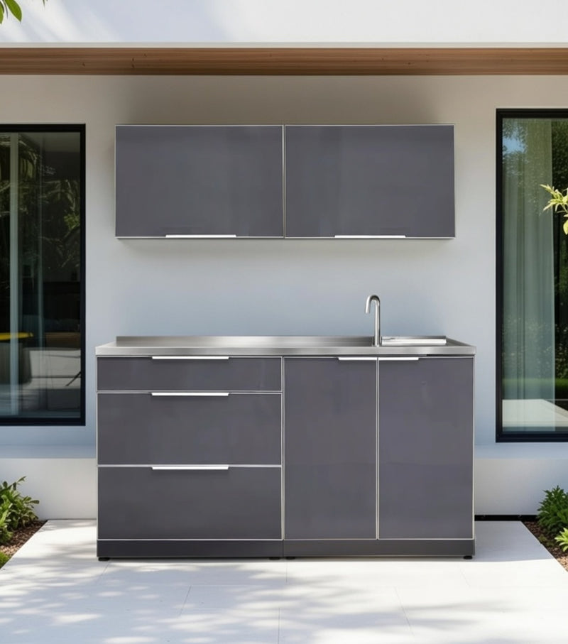Outdoor Kitchen Aluminum 4 Piece Cabinet Set
