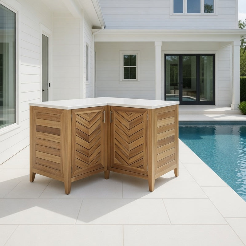 Outdoor 90 Degree Corner Cabinet Teak