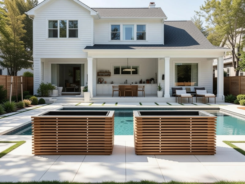 Outdoor Spaced Out Teak Rectangular Planter Boxes (Set of 2)