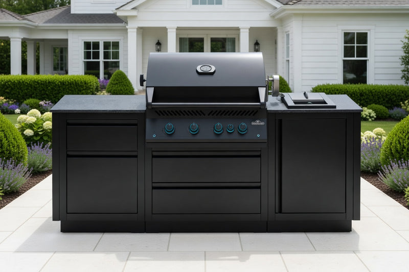 Oasis 300 Bundle 4 Burner Built-In 700 Series 32 with Infrared Rear Burner Propane Gas Grill in Matte Black