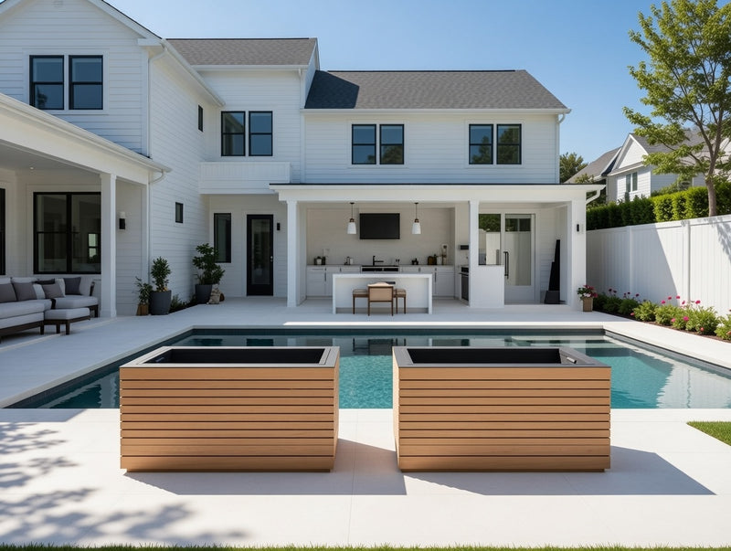 Outdoor Teak Rectangular Planter Boxes (Set of 2)