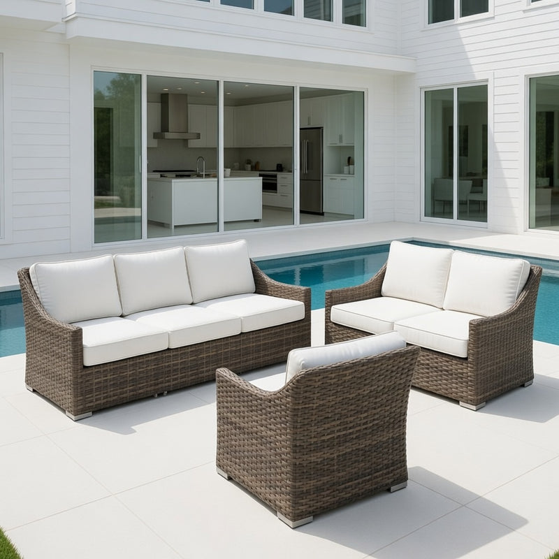 Outdoor Sofa Set in Putty Finish and Sunbrella Rain Cushions
