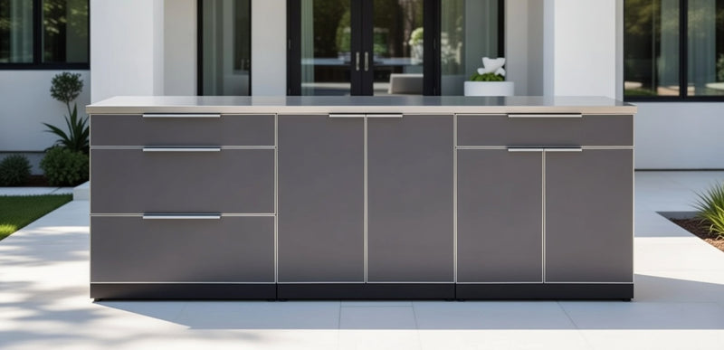 Outdoor Kitchen Aluminum 3 Piece Cabinet Set