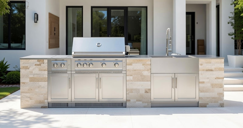 Outdoor Kitchen Signature Series 11 Piece Cabinet Set with 33'' Grill
