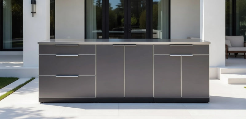 Outdoor Kitchen Aluminum 3 Piece Cabinet Set