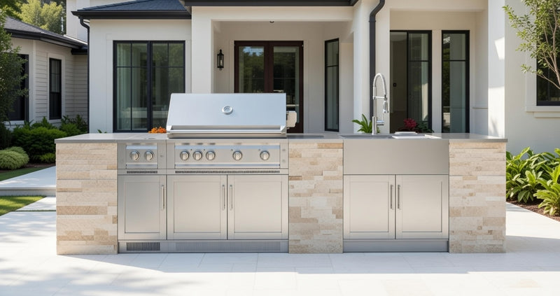 Outdoor Kitchen Signature Series 11 Piece Cabinet Set with 33'' Grill