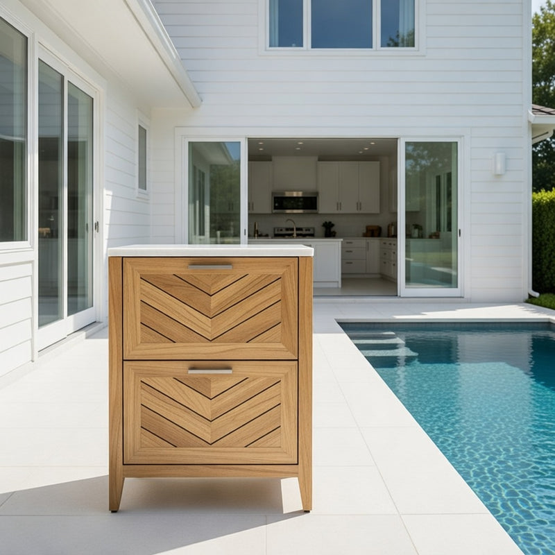 Outdoor Kitchen Double Drawers Teak