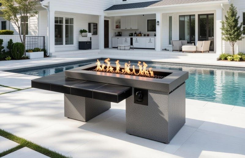 Linear Fire Pit Table Black Uptown Color