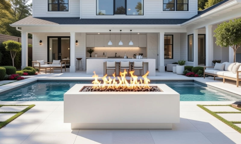 Linear Fire Pit Table 54" White Cove