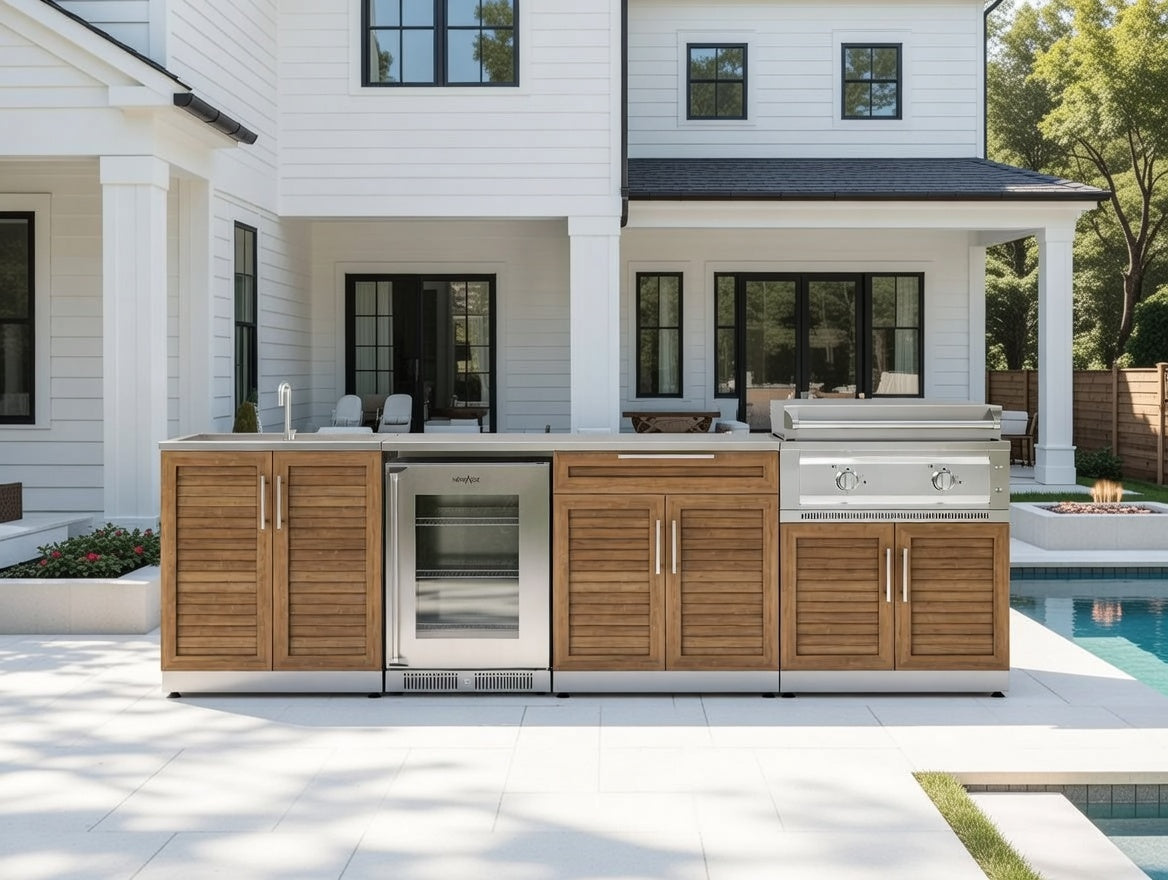 Outdoor Kitchen 6PC Modular 304 Stainless Steel with Sink and Fridge P ...