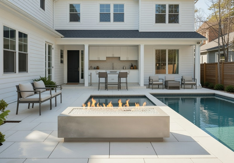 Linear Fire Pit Table 72" Natural Grey Cove Fire Pit Table