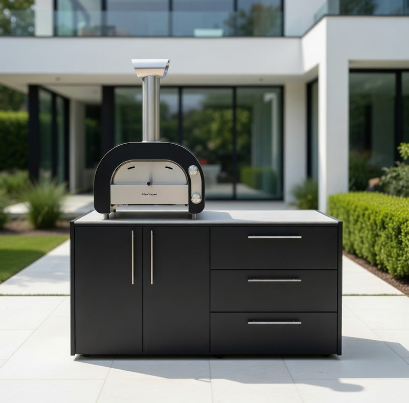 Fontana Maestro 60 Gas Pizza Oven and Double Door and Triple Drawer Cabinet