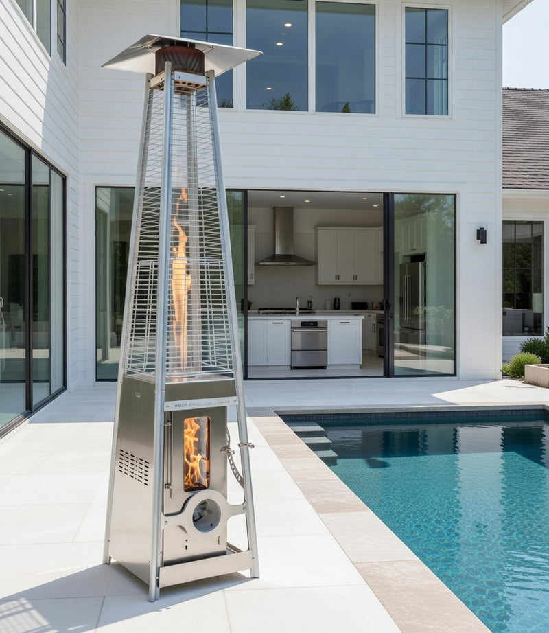 Big Timber Elite Wood Pellet Burning Patio Heater 90,000 BTU Stainless Steel + Cage