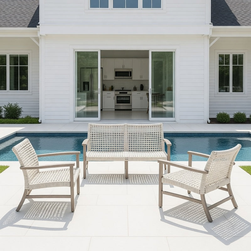 Outdoor Loveseat Set in Weathered Finish