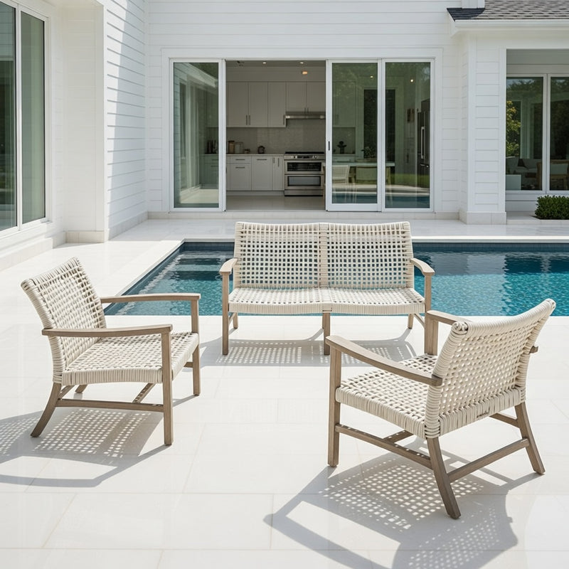 Outdoor Loveseat Set in Weathered Finish