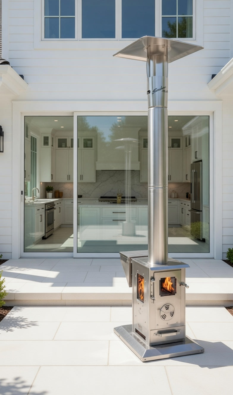 LIL Timber Elite Wood Pellet Burning Patio Heater 75,000 BTU Stainless Steel