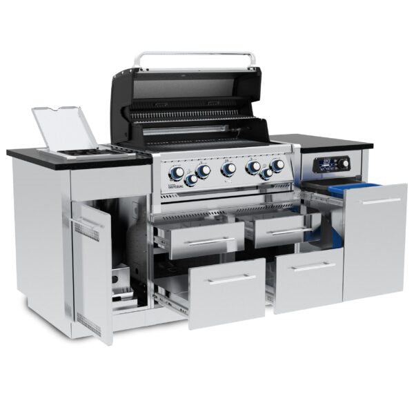 Broil King Imperial QS 590i 5 Burner Natural Gas Grill Center w/ Infrared Side Burner & Rotisserie Kit - 698887