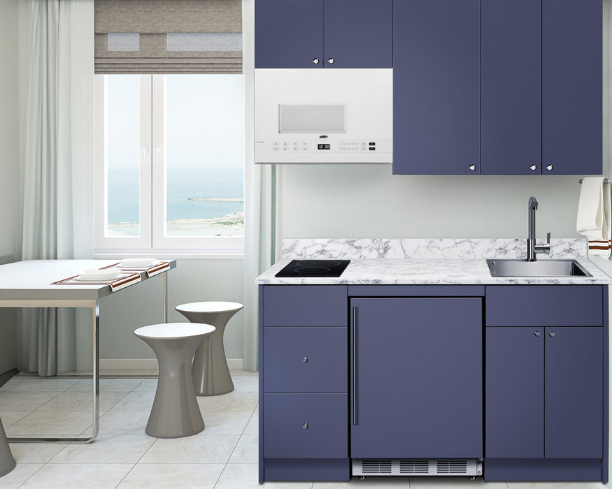 Caldera Turnkey Kitchenette Sink Fridge and Hob | Blue 35.75" H x 62.5" W x 25.75" D