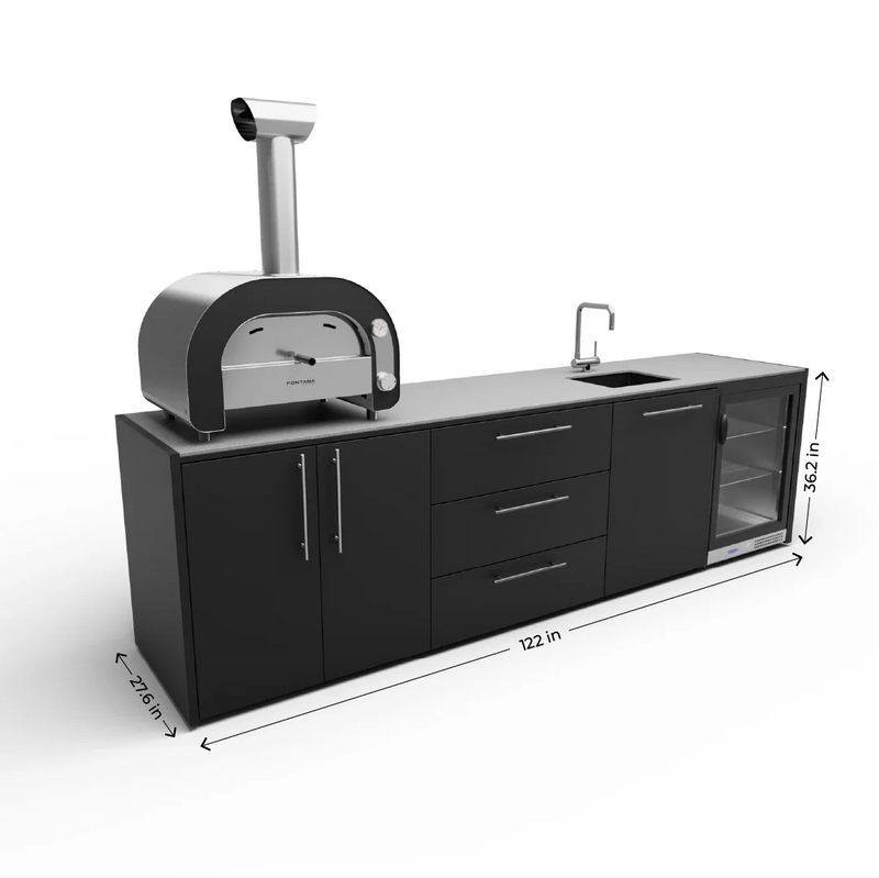 Outdoor Kitchen Elysia with, Pizza Oven, Fridge and Sink